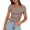 Khaki, variant on Giftesty Blouses for Women Dressy Casual 2024 Women's Solid Color Casual Fashion Single Shoulder Short Sleeved Back Pleated Top T-shirt Woman