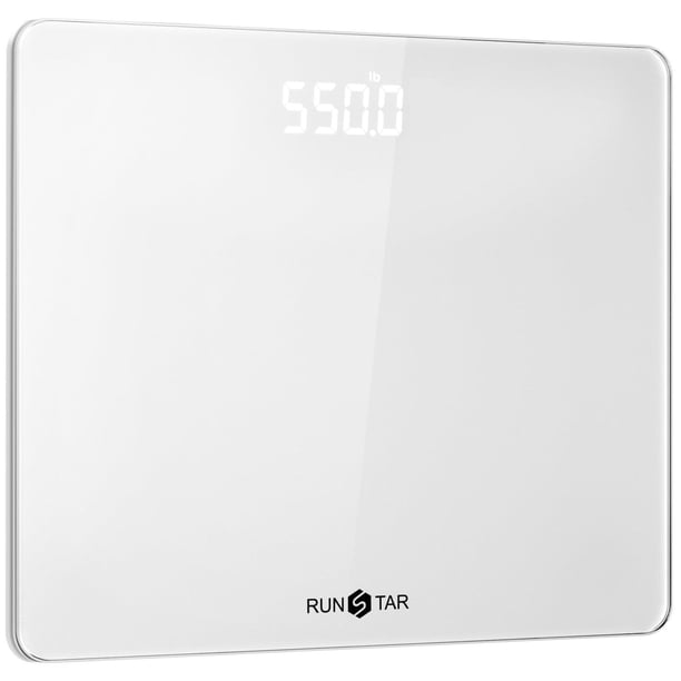 Báscula de 550 libras para peso corporal con plataforma ultra ancha y visualización LED grande sin b