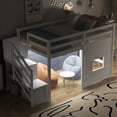thumbnail image 2 of Twin Size Loft Bed with Storage Staircase and Window,  With LED Light, White, 2 of 25