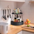 thumbnail image 4 of 2 Tier Bathroom Counter Organizer, Wood Bathroom Organizer Countertop with Drawer, Corner Storage Shelf for Cosmetic Vanity Tray, Kitchen Spice Rack, Kitchen Organizer and Storage, 4 of 7