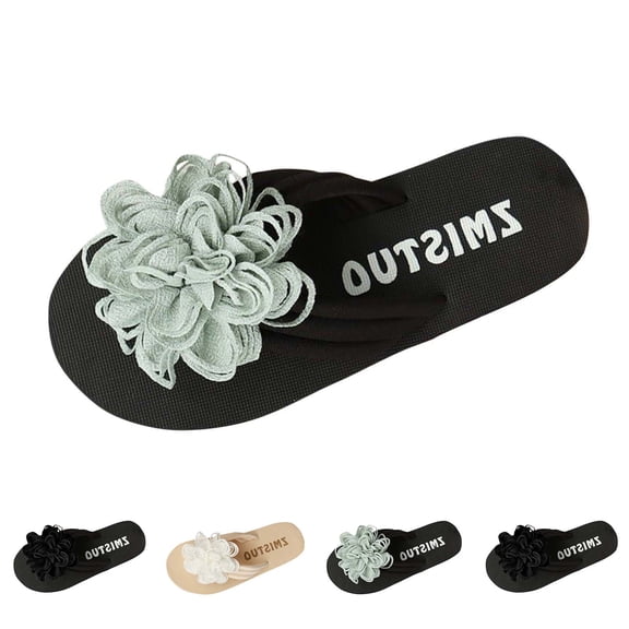 Bixock Slippers for Women,Women's Vacation Sandals Open Toe Flat Sandals with Toe Post and Floral Detail for Summer and Fall Sandals
