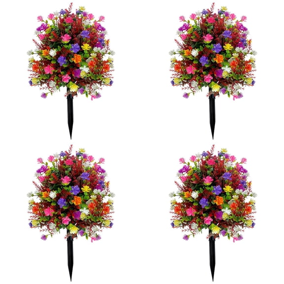 CY5O5ee 4PCS Artificial Flowers for Outdoors 17.7in Artificial SpikePlants Flowers Colorful Flowers Spring Decor for Porch Patio Home Yard Garden Window Box Pot Planters