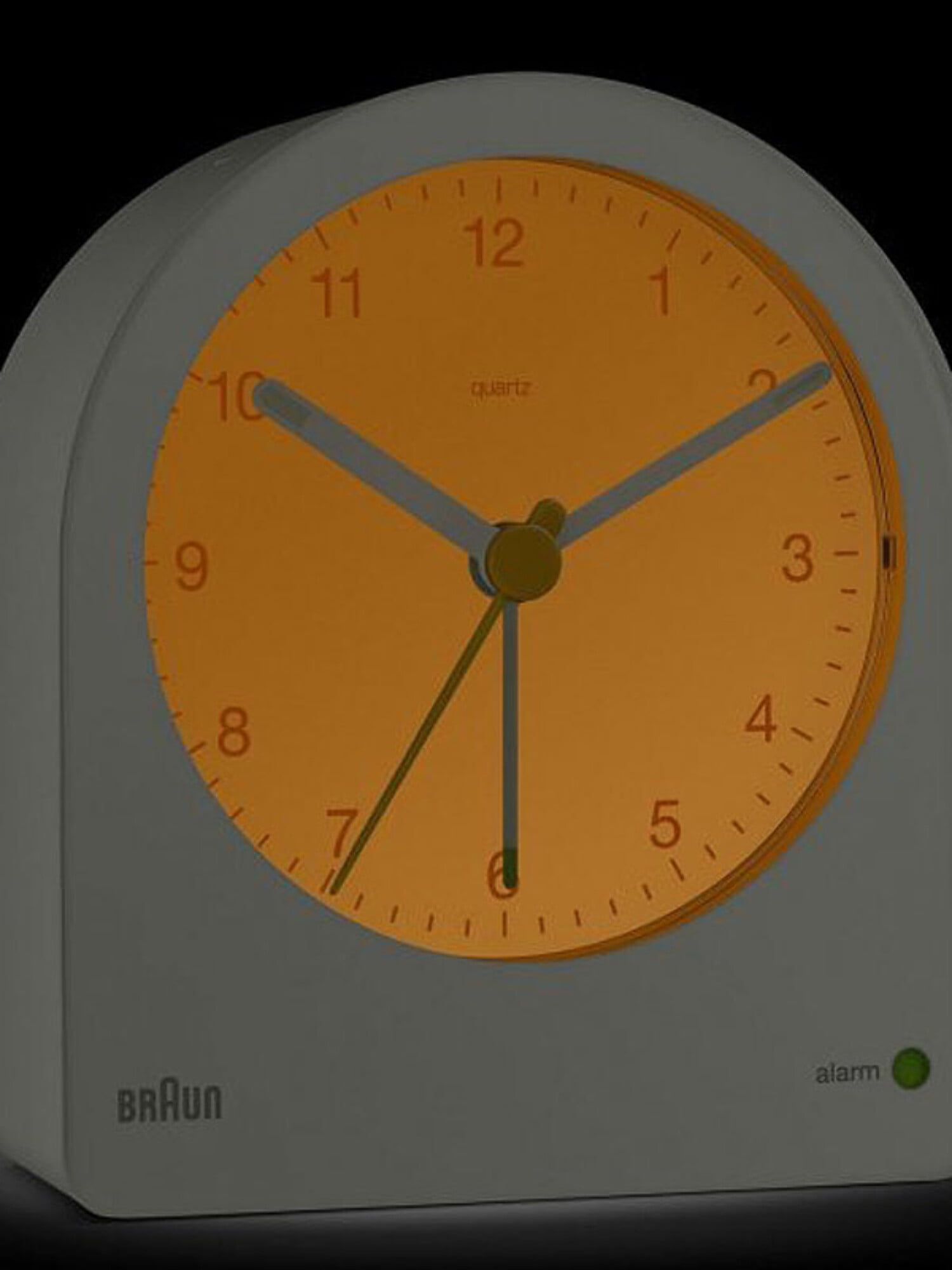 Braun Classic Analogue Alarm Clock with Snooze and Continuous Backlight, Quiet Quartz Movement, Crescendo Beep Alarm in Grey, model BC22G.