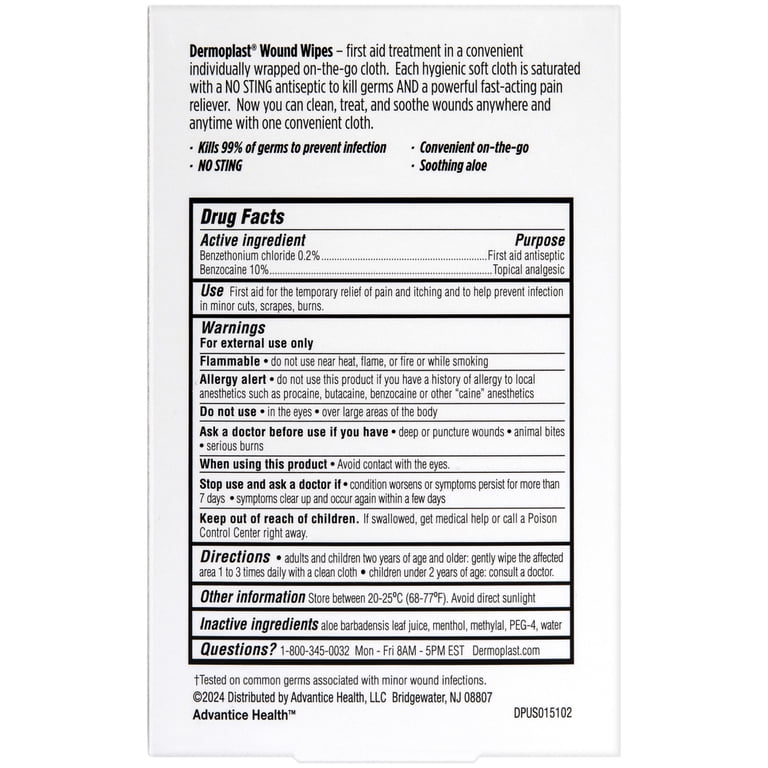 Dermoplast Medicated Wound Wipes 3-Pack, 30 Cloths Total photo 8