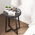 thumbnail image 3 of Round End Table, Small Side Table Grey Color MDF Top, Metal Frame Black, Tall End Side Table for Bed Room, Coffee Tea End Table for Living Room(Round Grey), 3 of 7