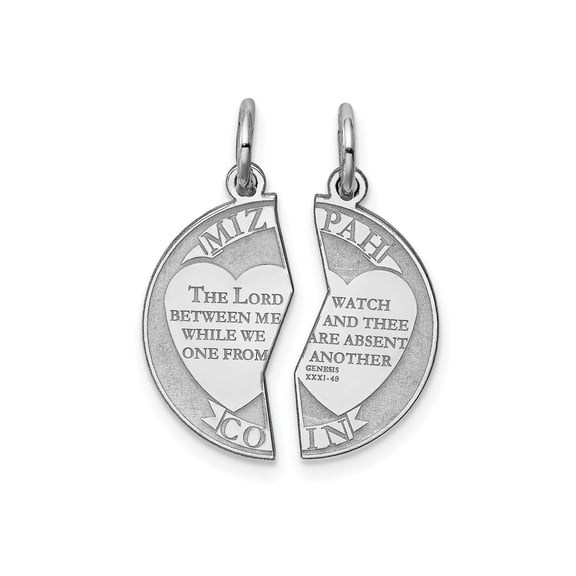 Sterling Silver Mizpah Pendant Necklace Set with Split Heart Bible Verse for Men and Women Christian Religious Jewelry for Faith Love and Friendship