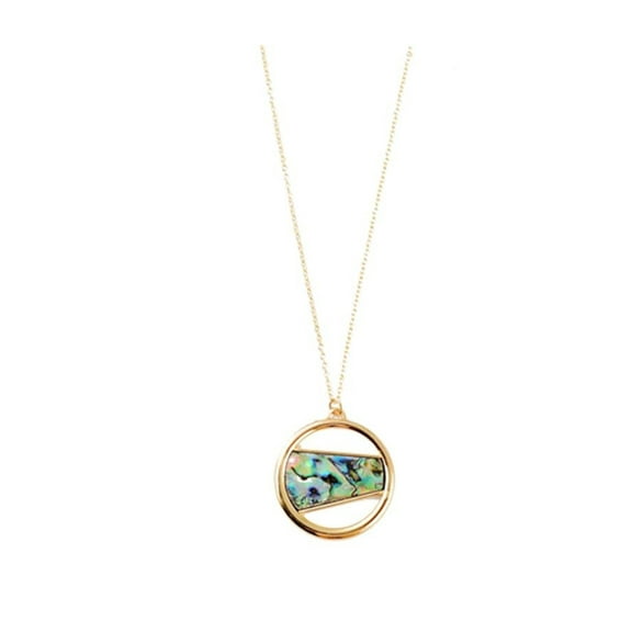 Goldtone Multi Colored Circular Pendant Necklace