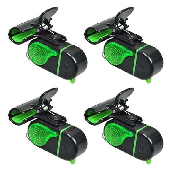 4PCS Fishing Bite Alarms with LED Light - Sensitive Electronic Fishing Bells for Rods, Loud 80db Sound & Flashing Light