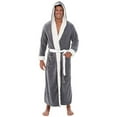 thumbnail image 2 of WZXFASHION Men's Winter Plush Lengthened Shawl Bathrobe Home Clothes Long Sleeved Robe Coat Intimates Grey XXL, 2 of 7