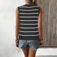 thumbnail image 7 of Women's Casual Sweater Vest Striped Button Down V Neck Sleeveless Cardigan Everyday Casual Knitted Tank Tops, Black, S, 7 of 7
