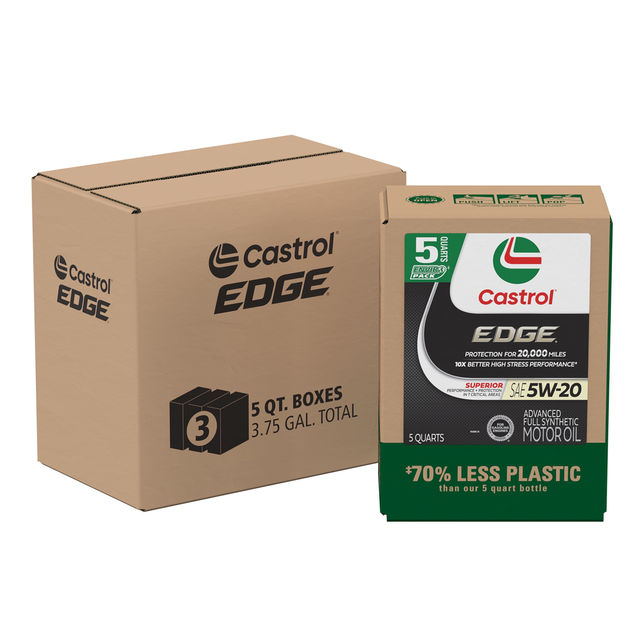 Castrol EDGE 5W-20 Advanced Full Synthetic Motor Oil, 5 Quarts Eco Pack
