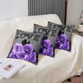 thumbnail image 4 of Lavender Rose Throw Pillow Covers 16x16 inch set of 2 Purple Black Grey Flower Cushion Cases Women Couple Romantic Floral Square Pillow Cases Retro Farmhouse Cushion Covers for Sofa, 4 of 6