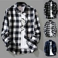 thumbnail image 6 of Men Clothing Casual Plaid Long Sleeve Shirt Retro Youth Casual All-match Top, 6 of 6