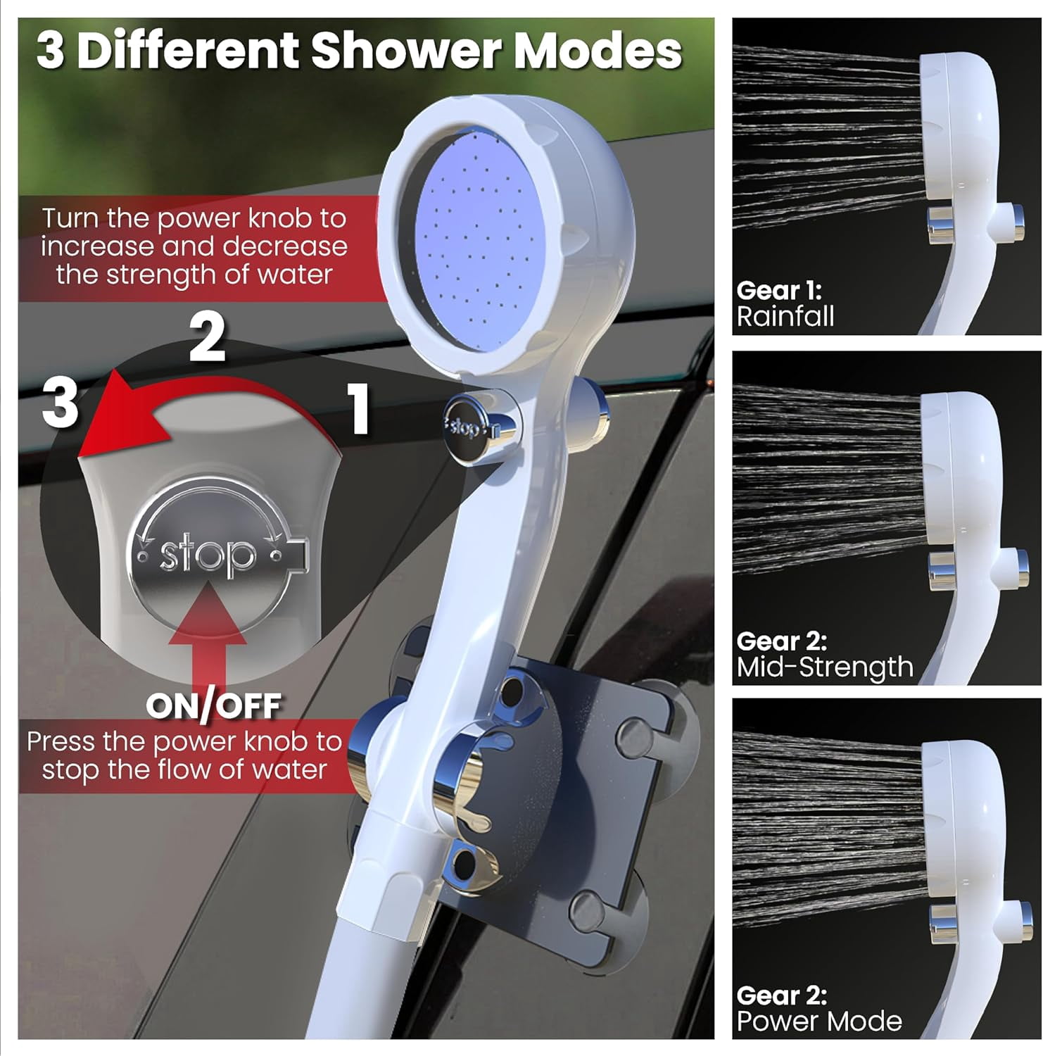 Portable Camping Shower Pump with 5 Gallon Collapsible Bucket - Rechargeable Battery Camp Shower Electric Shower, Portable Shower for Camping