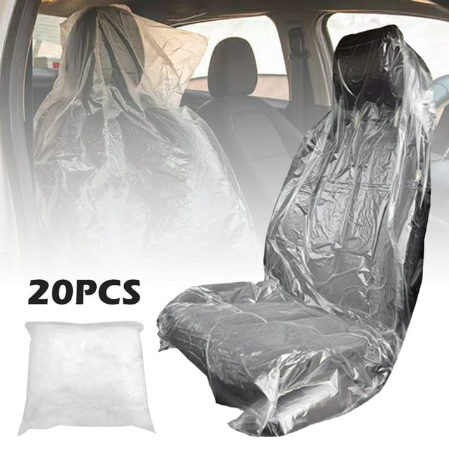 HLONK 20Pcs Disposable Seat Covers Plastic Car Seat Cover Dustproof Car Seat Protector(Transparent)
