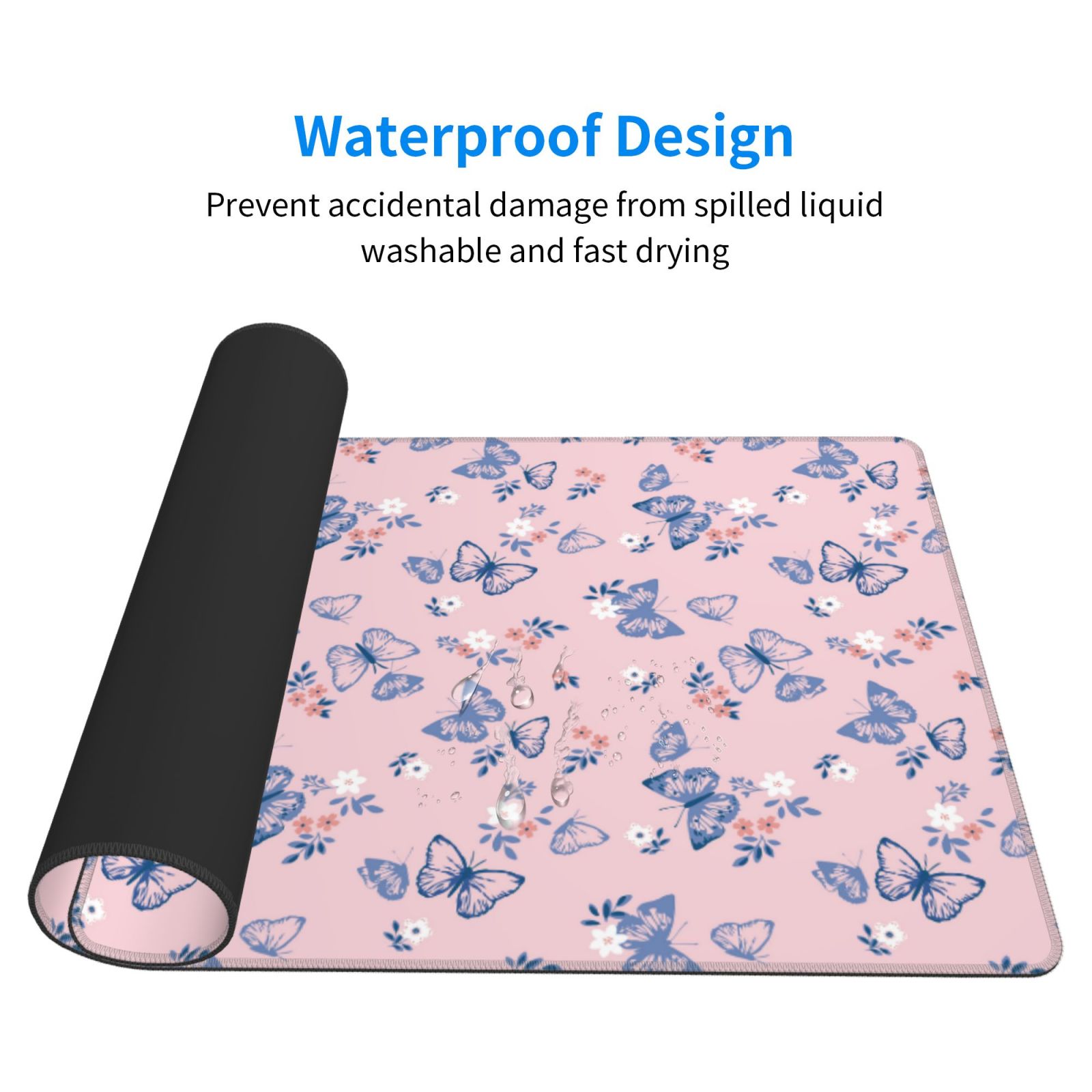 Rateoe Butterfly Print Mouse Pad - Extended Large Gaming Mousepad,Non-Slip Stitched Edge,16x29.5 Inch