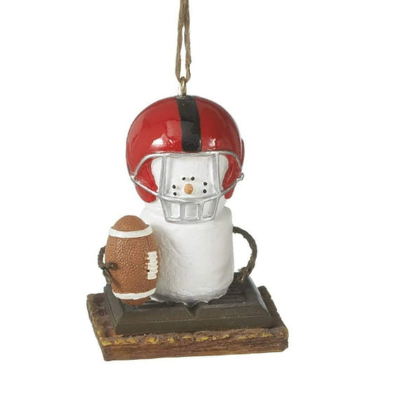 Midwest Smiling White Football Player S'More 2.5 inch Resin Decorative Christmas Ornament