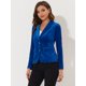 thumbnail image 4 of Chaqueta de terciopelo de oficina frontal con botón de solapa con muesca vintage para mujer Azul Real M, 4 of 4