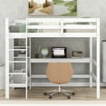 thumbnail image 3 of Harper & Bright Designs Full Size Loft Bed with Storage Shelves, Wooden Full Loft Bed Frame with Under-bed Desk and Built-in Ladder for Boys Girls Teens, White, 3 of 15