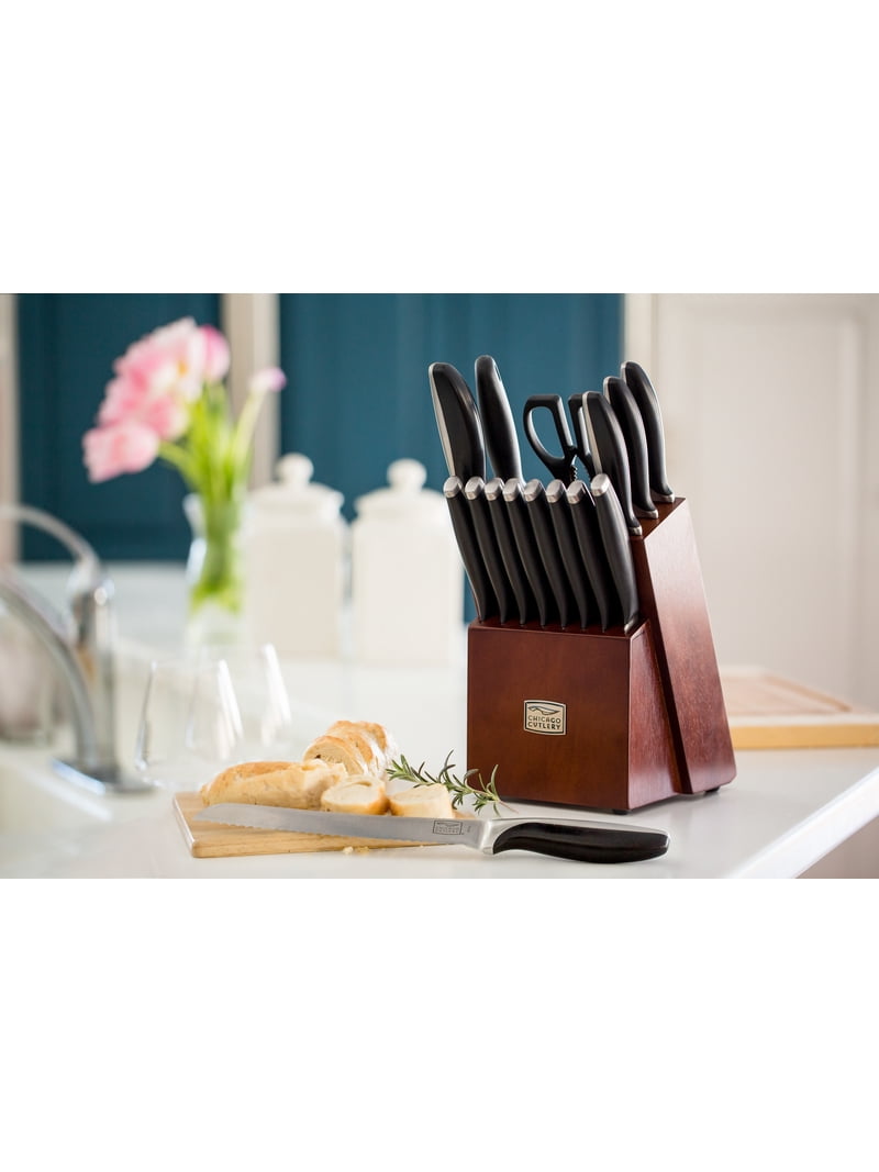Chicago Cutlery, Knife Set, 16-Piece with Wood Block, Stainless