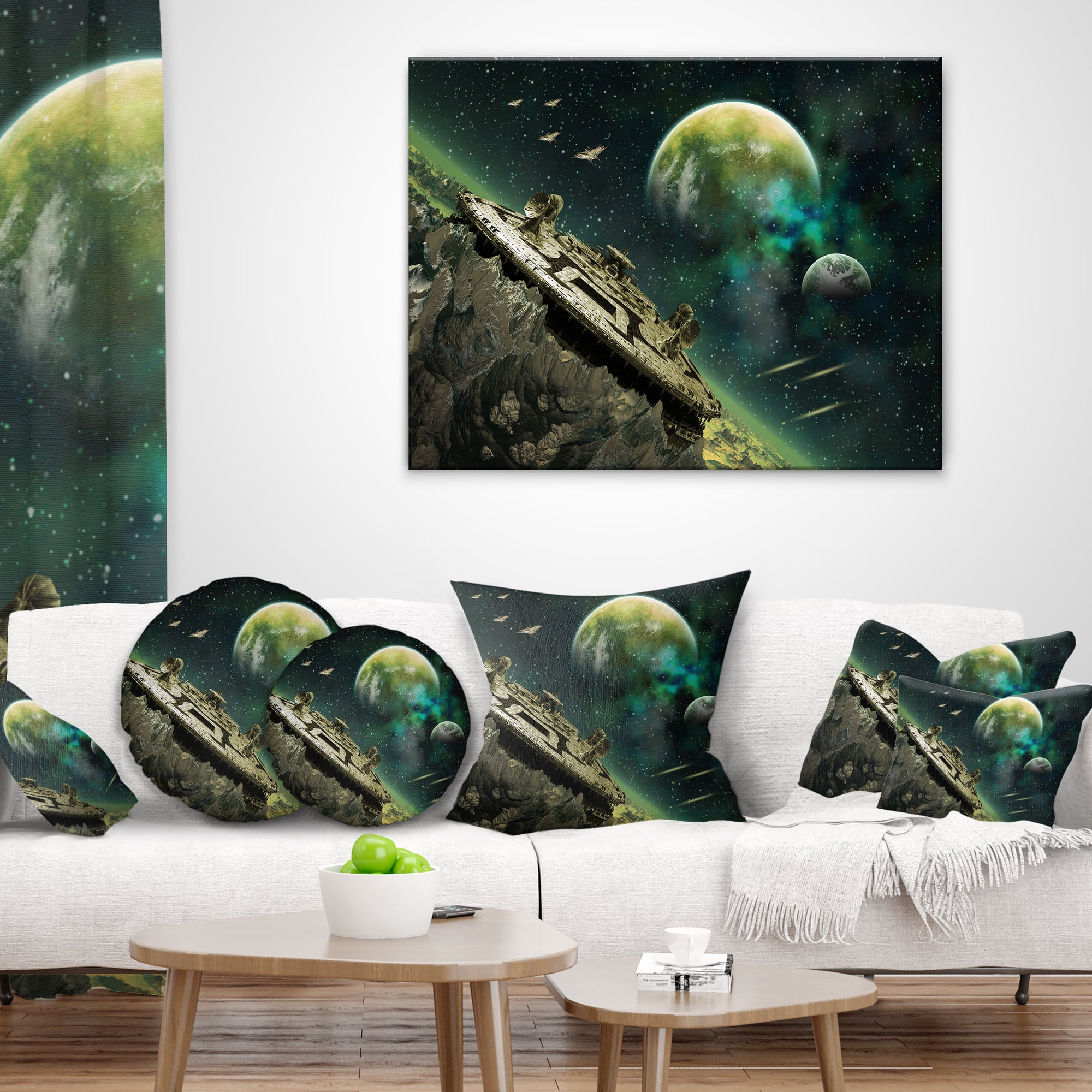 Designart Alien Planet - Abstract Throw Pillow - 12x20