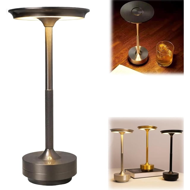 Vueeze Ecolume Table Lamp, Vueeze Table Lamp, Cordless Table Lamp Rechargeable, Cordless Lamp for Kitchen Counter, Portable Outdoor Dining Table Light, Vianys Ecolume (Silver)