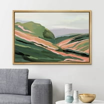 PixonSign Framed Canvas Print Wall Art Multicolor Paint Stroke Green Valley Nature Wilderness Illustrations Modern Art Decorative Minimal Rustic for Living Room, Bedroom, Office - 24"x36" Natural