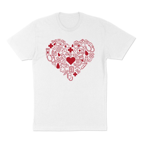 Nurse Icons Heart Shirt Unisex Large White