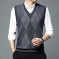 thumbnail image 4 of MNCEKFOD Seater Vest for Men Plaid Knitted V Neck Sleeveless Business Work Comfy and Soft Slim Fit Fall Fashion Outfits Winter Clothes 2025 Light Gray XXL, 4 of 8