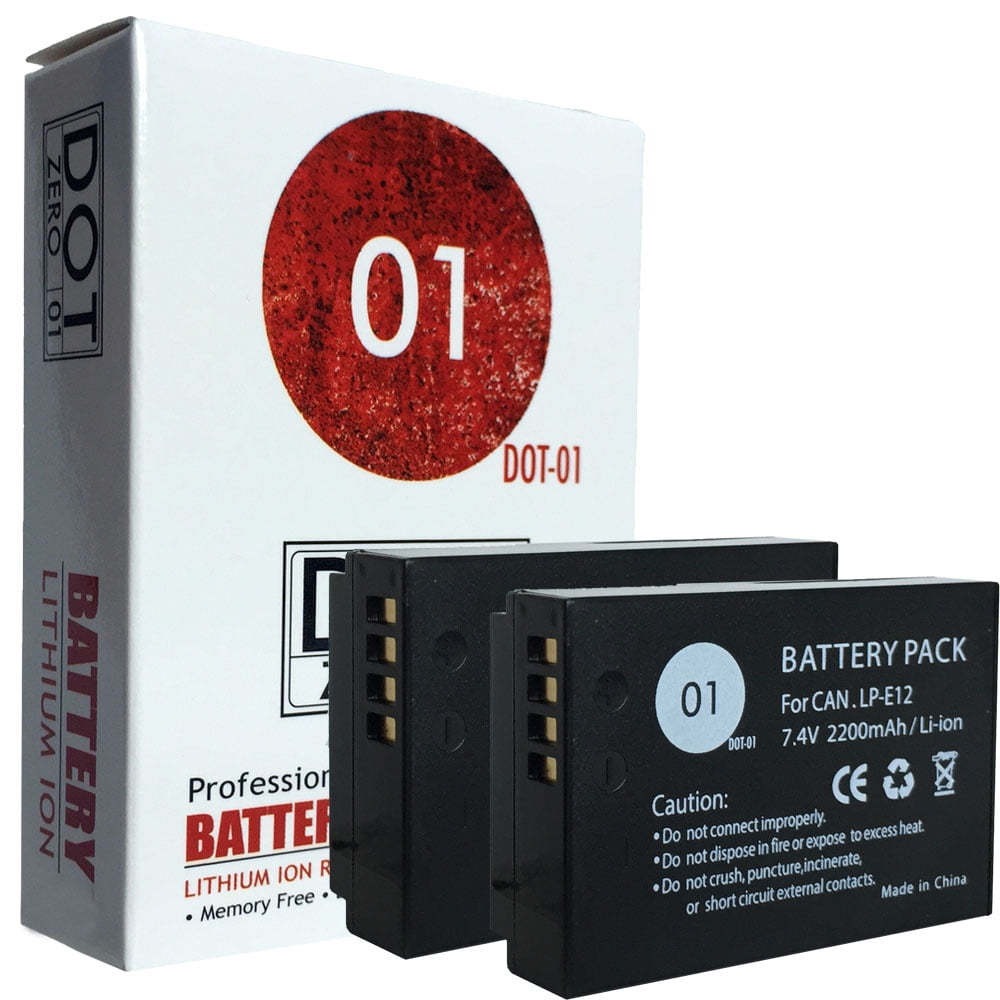 2x DOT01 Brand 2200 mAh Replacement Canon LPE12 Batteries for Canon