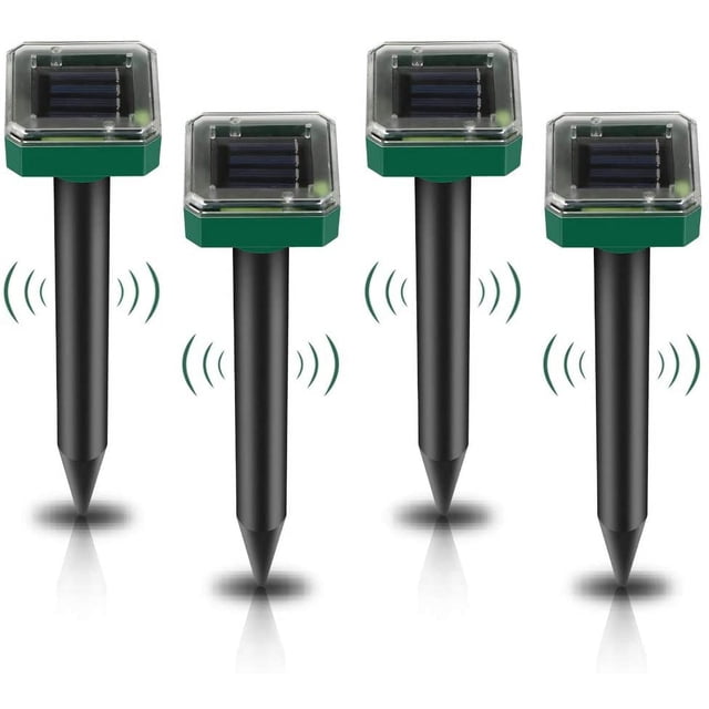 Repelente solar para topos Apuakthei, 4 piezas, control de plagas, control solar para topos a prueba de agua, repelente de ratones, repelente de topos, repelente ultrasónico para animales, repelente