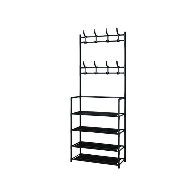 Floor-standing Shoe Rack Coat Rack, Multi-layer Space-Saving Storage, Adjustable Plastic Organizer with High-Bearing Capacity for Shoes, Keys & Small Items, Perfect for Home & Dorm Rooms