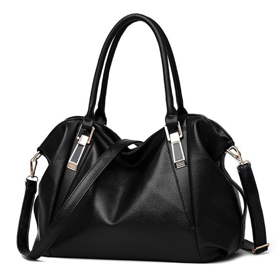 Crossbody Bags for Women Fashion Soft PU Leather Large Capacity Bag One Shoulder Bag Handbag (Black)