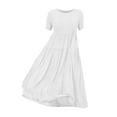 thumbnail image 4 of Ruyang Womens Summer Dresses 2024 Casual Short Sleeve Crewneck Tiered Flowy Midi Dress Long Beach Sundress A Line Knee Length Dress, 4 of 5