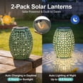 thumbnail image 3 of The Growing Ground 2 Pack Solar Lanterns Outdoor, Hollowed Metal LED Garden Decor Lanterns for Patio Yard Porch, Gifts for Women Mom Grandma, Sage Green, 3 of 9