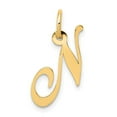 thumbnail image 1 of Diamond2Deal 14K Yellow Gold Small Script Letter N Initial Pendant for Women, 1 of 6