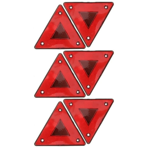 Dosaele6 Pcs Car Triangle Warning Sign Reflectors Emergency Roadside Kit for Red