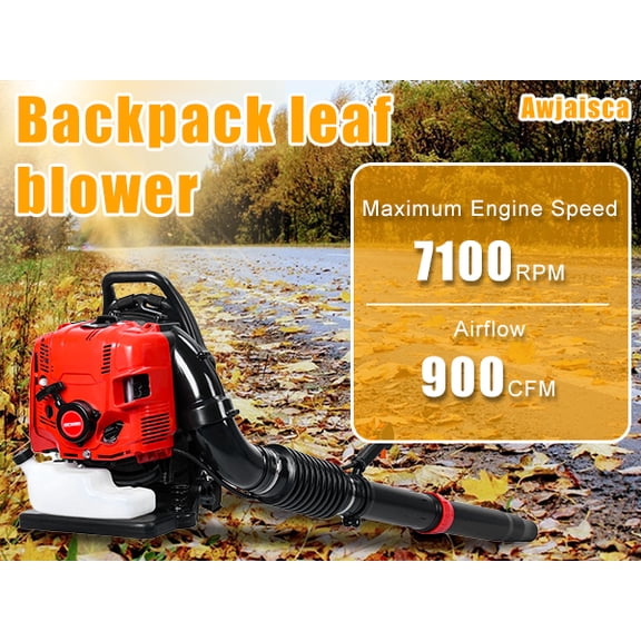 Yifeus 75.6CC Gas Backpack Leaf Blower - Commercial Grade 4-Stroke Engine, 900 CFM, 210 MPH, Heavy-Duty Landscape Blower with Cruise Control & Comfort Harness (Red)