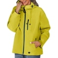 thumbnail image 2 of Women Hooded Rain Jacket Lightweight Zip Up Windbreaker Drawstring Waterproof Short Coat with Pockets for Outdoor Fall Travel, 2 of 6