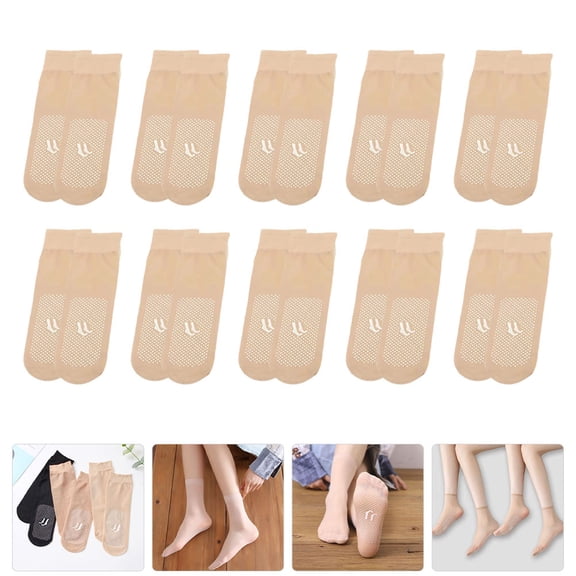 Tineasur 10 Pairs Women's Seamless Nylon Socks, Breathable Skin Tone Socks for Daily Comfort, Casual Wear and Cosplay