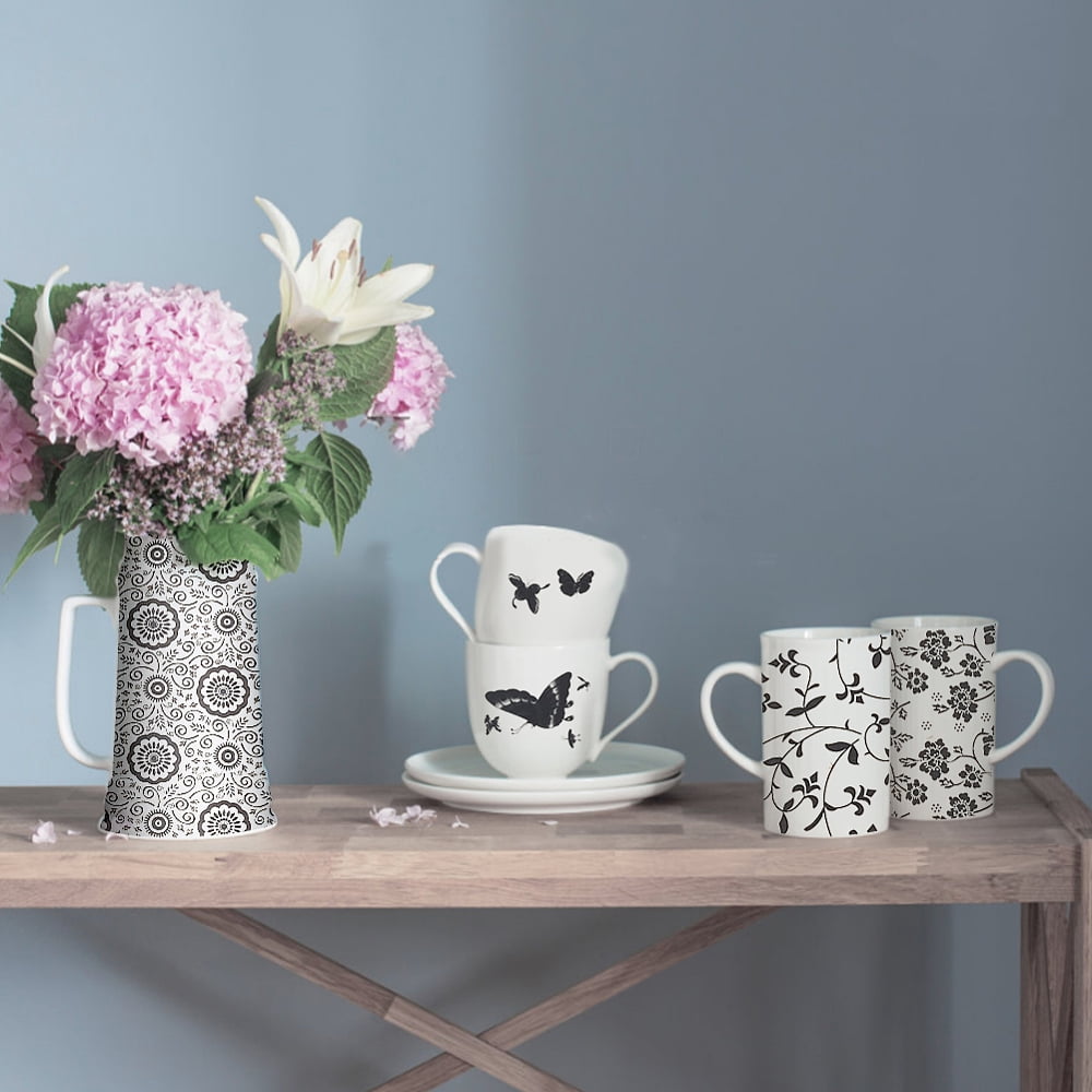 6 Styles Butterfly Flower Pattern Ceramic Decals Black Pottery Ceramics Clay Transfer Paper Underglaze Flower Paper for Pottery Enamel Decal