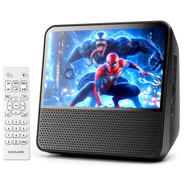 ROADOM 9.8" Portable DVD Player with Screen, 7'' HD 1024*600 Digital Screen, 4000 mAh Rechargeable, Hi-Fi Stereo Sound, Remote Control, Sync TV,Resum