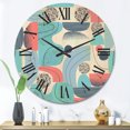 thumbnail image 2 of Designart 'Retro Shapes With Abstract Moons and Suns II' Modern Wood Wall Clock, 2 of 5