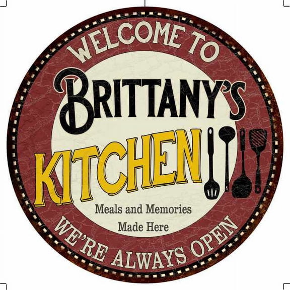 Brittany's Kitchen 12" Round Metal Sign Bar Game Room Wall Déco 200120040189