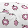thumbnail image 3 of Donuts Pouf Cover with Zipper, Yummy Smiling Doughnuts with Crowns, Soft Decorative Fabric Unstuffed Case, 30" W X 17.3" L, White Pale Pink, by Ambesonne, 3 of 5