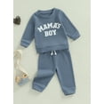 thumbnail image 6 of Caoirhny Baby Toddler Boy Fall Clothes Set 6 12 18 24 Months 2T 3T Letter Embroidery Long Sleeve Sweatshirt Elastic Waist Pants 2 Piece Waffle Outfit, 6 of 9