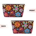 thumbnail image 2 of Leather Travel Bag Wash Bag Makeup Bag Storage Bag 7×5×2.4in For Daily Carrying And Short Trip Retro Groovy Flowers Pattern (8), 2 of 8