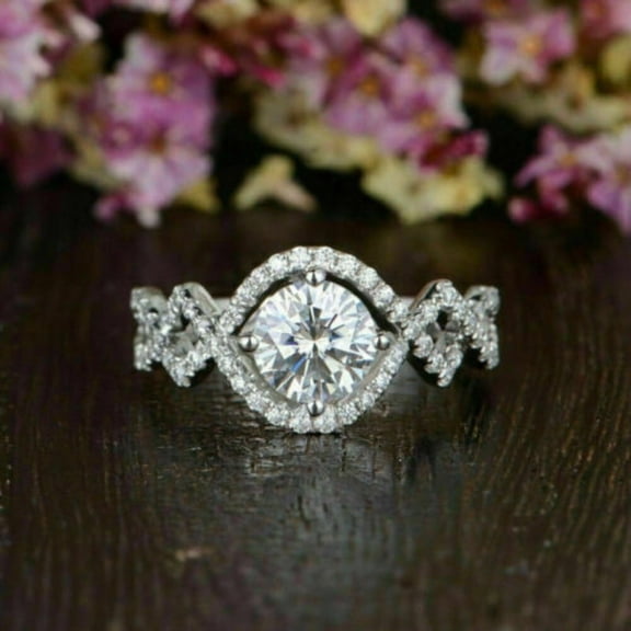 Spot Jewel 14K White Gold Plated Ring - Round Cut 1.9 Ct VVS1/D Diamond Ring - Latest Engagement Diamond Ring for Women - Diamond Rings for Women - Forever Diamond Ring for Women