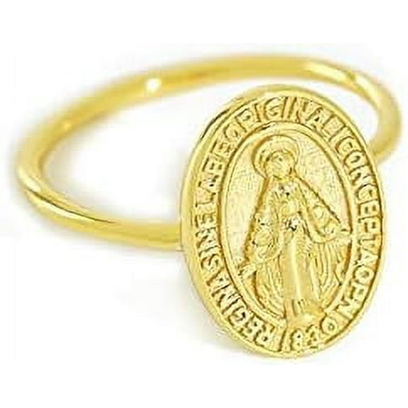Virgin Mary Finish 925 Sterling Silver Statement Band Rings for Women Stackable Plate Knuckle Dainty Best Friend Mid Finger Faith Lady of Guadalupe Religious Gifts Jewelry #6.5