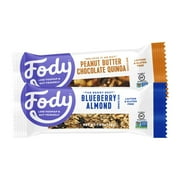 Fody Foods Vegan Protein Variety Nut Bars, Peanut Butter Chocolate & Blueberry Almond, 6g Protein per Bar, Low Fodmap Certified, Sensitive Recipe, Gut & IBS Friendly, 6 Count